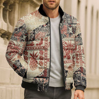 Hawaii Beige Version Bomber Puffer Jacket Aloha Tribal Pattern - Polynesian Pride