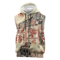 Hawaii Beige Version Sleeveless Zip Hoodie Aloha Tribal Pattern - Polynesian Pride