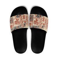 Hawaii Beige Version Slide Sandals Aloha Tribal Pattern - Polynesian Pride