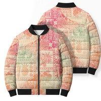Hawaii Sweat Pink Ombre Bomber Puffer Jacket Aloha Tribal Pattern - Polynesian Pride