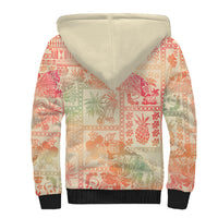 Hawaii Sherpa Hoodie Aloha Tribal Pattern Sweat Pink Ombre LT9 - Polynesian Pride