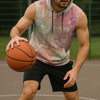 Hawaii Sweat Pink Ombre Sleeveless Hoodie Aloha Tribal Pattern - Polynesian Pride