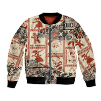 Aloha Hawaii Christmas Bomber Jacket Mele Kalikimaka Tapa Tribal Retro Style LT9 Unisex Beige - Polynesian Pride