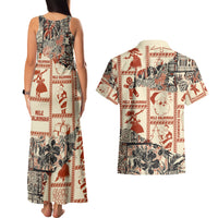 Aloha Hawaii Christmas Couples Matching Tank Maxi Dress and Hawaiian Shirt Mele Kalikimaka Tapa Tribal Retro Style LT9 - Polynesian Pride