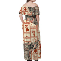 Aloha Hawaii Christmas Off Shoulder Maxi Dress Mele Kalikimaka Tapa Tribal Retro Style LT9 - Polynesian Pride