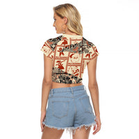 Aloha Hawaii Christmas Raglan Cropped T Shirt Mele Kalikimaka Tapa Tribal Retro Style LT9 - Polynesian Pride