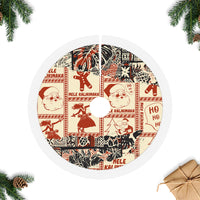 Aloha Hawaii Christmas Tree Skirt Mele Kalikimaka Tapa Tribal Retro Style LT9 Fringed Tree Skirts Beige - Polynesian Pride
