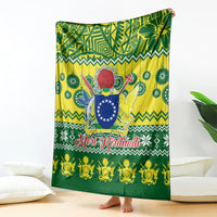 Cook Islands Christmas Blanket Santa Beach Meri Kiritimiti LT9 Green - Polynesian Pride