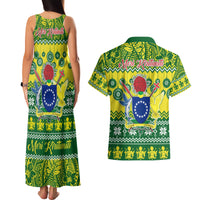 Cook Islands Christmas Couples Matching Tank Maxi Dress and Hawaiian Shirt Santa Beach Meri Kiritimiti LT9 - Polynesian Pride