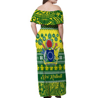 Cook Islands Christmas Off Shoulder Maxi Dress Santa Beach Meri Kiritimiti LT9 - Polynesian Pride