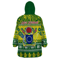 Cook Islands Christmas Wearable Blanket Hoodie Santa Beach Meri Kiritimiti LT9 - Polynesian Pride