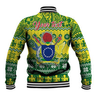 Personalised Cook Islands Christmas Baseball Jacket Santa Beach Meri Kiritimiti LT9 - Polynesian Pride