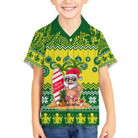 Personalised Cook Islands Christmas Kid Hawaiian Shirt Santa Beach Meri Kiritimiti LT9 Kid Green - Polynesian Pride