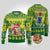 Personalised Cook Islands Christmas Ugly Christmas Sweater Santa Beach Meri Kiritimiti LT9 Green - Polynesian Pride