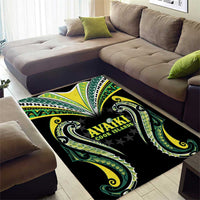Rugby Cook Islands Avaiki Area Rug Black Kuki Airani Tribal Maori Inspired - Polynesian Pride