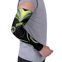 Custom Rugby Cook Islands Avaiki Arm Sleeves Black Kuki Airani Tribal Maori Inspired - Polynesian Pride