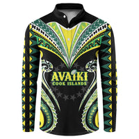 Custom Rugby Cook Islands Avaiki Button Sweatshirt Black Kuki Airani Tribal Maori Inspired - Polynesian Pride