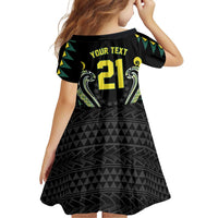 Custom Rugby Cook Islands Avaiki Family Matching Long Sleeve Bodycon Dress and Hawaiian Shirt Black Kuki Airani Tribal Maori Inspired LT9 - Polynesian Pride