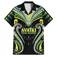 Custom Rugby Cook Islands Avaiki Family Matching Off Shoulder Maxi Dress and Hawaiian Shirt Black Kuki Airani Tribal Maori Inspired LT9 Dad's Shirt - Short Sleeve Black - Polynesian Pride