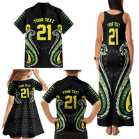 Custom Rugby Cook Islands Avaiki Family Matching Tank Maxi Dress and Hawaiian Shirt Black Kuki Airani Tribal Maori Inspired - Polynesian Pride