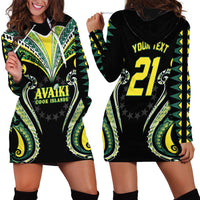 Custom Rugby Cook Islands Avaiki Hoodie Dress Black Kuki Airani Tribal Maori Inspired - Polynesian Pride