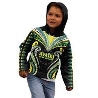 Custom Rugby Cook Islands Avaiki Kid Hoodie Black Kuki Airani Tribal Maori Inspired - Polynesian Pride