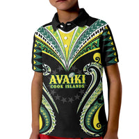 Custom Rugby Cook Islands Avaiki Kid Polo Shirt Black Kuki Airani Tribal Maori Inspired - Polynesian Pride