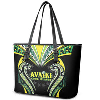 Rugby Cook Islands Avaiki Leather Tote Bag Black Kuki Airani Tribal Maori Inspired - Polynesian Pride