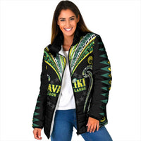 Custom Rugby Cook Islands Avaiki Padded Jacket Black Kuki Airani Tribal Maori Inspired - Polynesian Pride