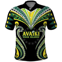 Custom Rugby Cook Islands Avaiki Polo Shirt Black Kuki Airani Tribal Maori Inspired - Polynesian Pride