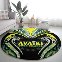 Rugby Cook Islands Avaiki Round Carpet Black Kuki Airani Tribal Maori Inspired - Polynesian Pride