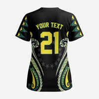 Custom Rugby Cook Islands Avaiki Scrub Top Black Kuki Airani Tribal Maori Inspired - Polynesian Pride