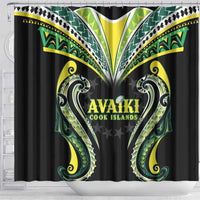 Rugby Cook Islands Avaiki Shower Curtain Black Kuki Airani Tribal Maori Inspired - Polynesian Pride