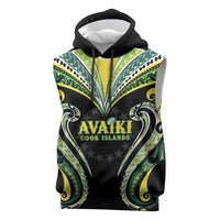 Custom Rugby Cook Islands Avaiki Sleeveless Hoodie Black Kuki Airani Tribal Maori Inspired - Polynesian Pride