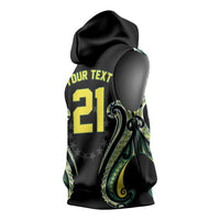 Custom Rugby Cook Islands Avaiki Sleeveless Hoodie Black Kuki Airani Tribal Maori Inspired - Polynesian Pride