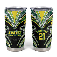 Custom Rugby Cook Islands Avaiki Tumbler Cup Black Kuki Airani Tribal Maori Inspired - Polynesian Pride