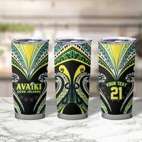 Custom Rugby Cook Islands Avaiki Tumbler Cup Black Kuki Airani Tribal Maori Inspired - Polynesian Pride