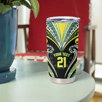 Custom Rugby Cook Islands Avaiki Tumbler Cup Black Kuki Airani Tribal Maori Inspired - Polynesian Pride