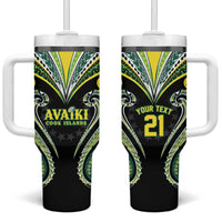 Custom Rugby Cook Islands Avaiki Tumbler With Handle Black Kuki Airani Tribal Maori Inspired - Polynesian Pride