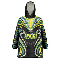 Custom Rugby Cook Islands Avaiki Wearable Blanket Hoodie Black Kuki Airani Tribal Maori Inspired - Polynesian Pride