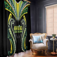 Rugby Cook Islands Avaiki Window Curtain Black Kuki Airani Tribal Maori Inspired - Polynesian Pride