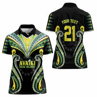 Custom Rugby Cook Islands Avaiki Women Polo Shirt Black Kuki Airani Tribal Maori Inspired - Polynesian Pride