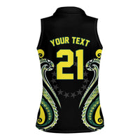 Custom Rugby Cook Islands Avaiki Women Sleeveless Polo Shirt Black Kuki Airani Tribal Maori Inspired - Polynesian Pride