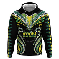 Custom Rugby Cook Islands Avaiki Zip Hoodie Black Kuki Airani Tribal Maori Inspired - Polynesian Pride