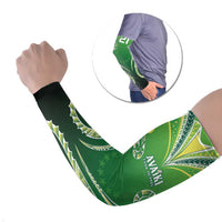 Custom Rugby Cook Islands Avaiki Arm Sleeves Green Kuki Airani Tribal Maori Inspired - Polynesian Pride