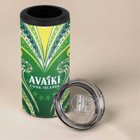 Custom Rugby Cook Islands Avaiki 4 in 1 Can Cooler Tumbler Green Kuki Airani Tribal Maori Inspired - Polynesian Pride