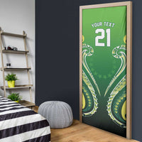 Custom Rugby Cook Islands Avaiki Door Cover Green Kuki Airani Tribal Maori Inspired - Polynesian Pride