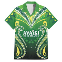 Custom Rugby Cook Islands Avaiki Family Matching Off The Shoulder Long Sleeve Dress and Hawaiian Shirt Green Kuki Airani Tribal Maori Inspired LT9 Dad's Shirt - Short Sleeve Green - Polynesian Pride