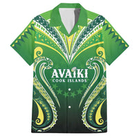 Custom Rugby Cook Islands Avaiki Family Matching Off Shoulder Short Dress and Hawaiian Shirt Green Kuki Airani Tribal Maori Inspired - Polynesian Pride