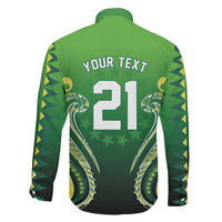 Custom Rugby Cook Islands Avaiki Family Matching Off Shoulder Short Dress and Hawaiian Shirt Green Kuki Airani Tribal Maori Inspired LT9 - Polynesian Pride